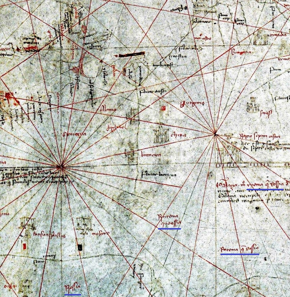 2. Карта братьев Фр. и Дом. Пизигани. 1367 г. Фрагмент